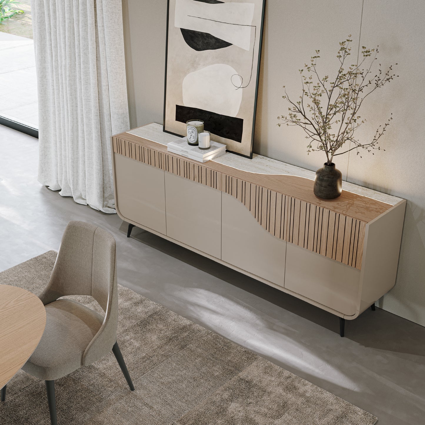 Aparador Linard com Rodapé e Iluminação