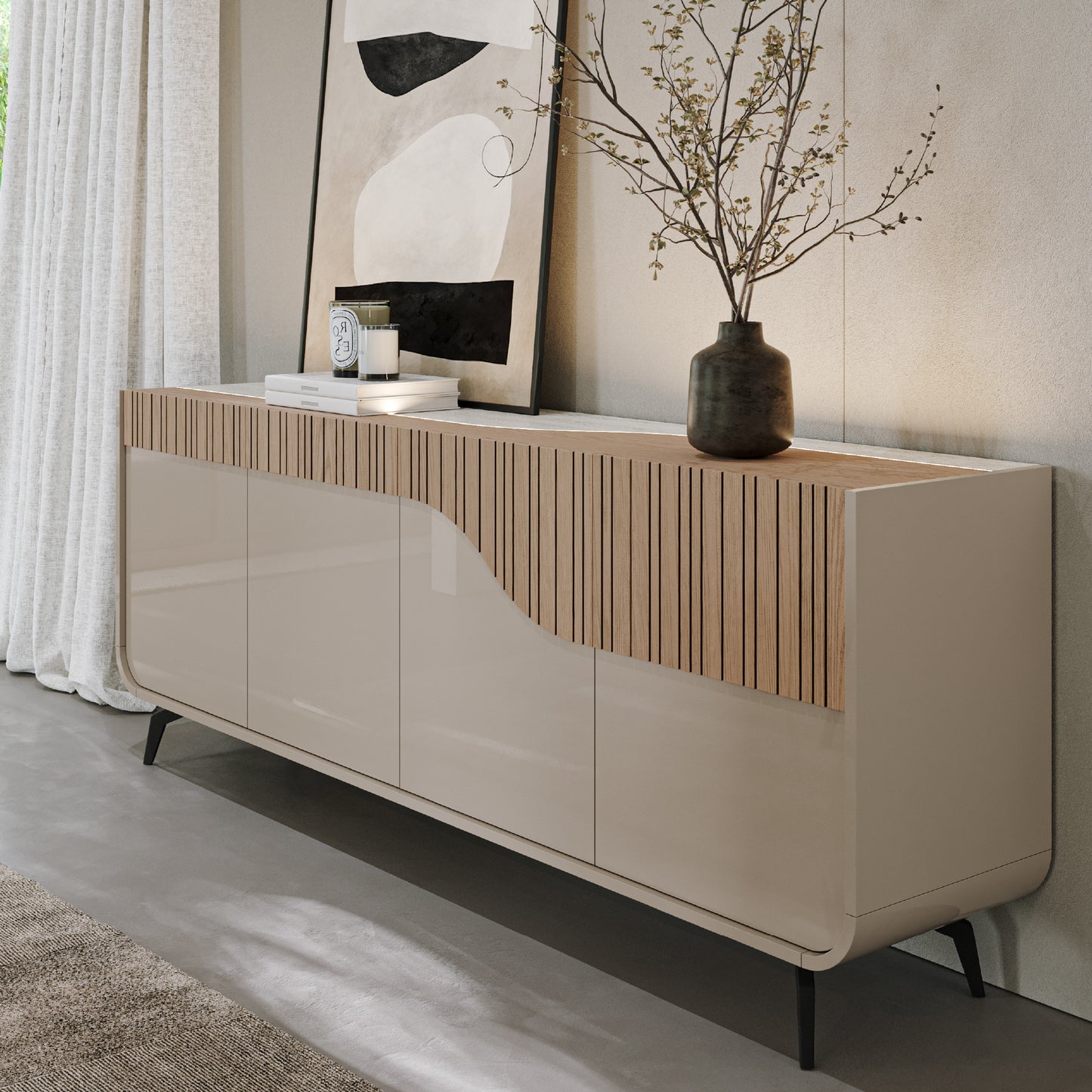 Aparador Linard com Rodapé e Iluminação