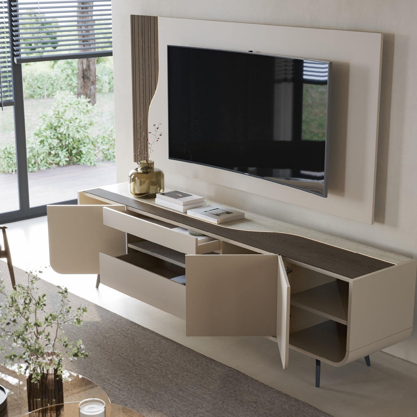 Base TV Raggi V com Pé e Iluminação