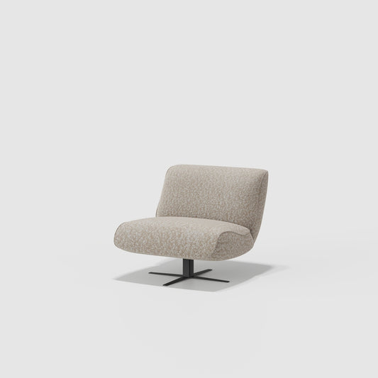 Cadeirão Blanc em Velvet Cream e Inox Polido, vista lateral | Evanyrouse