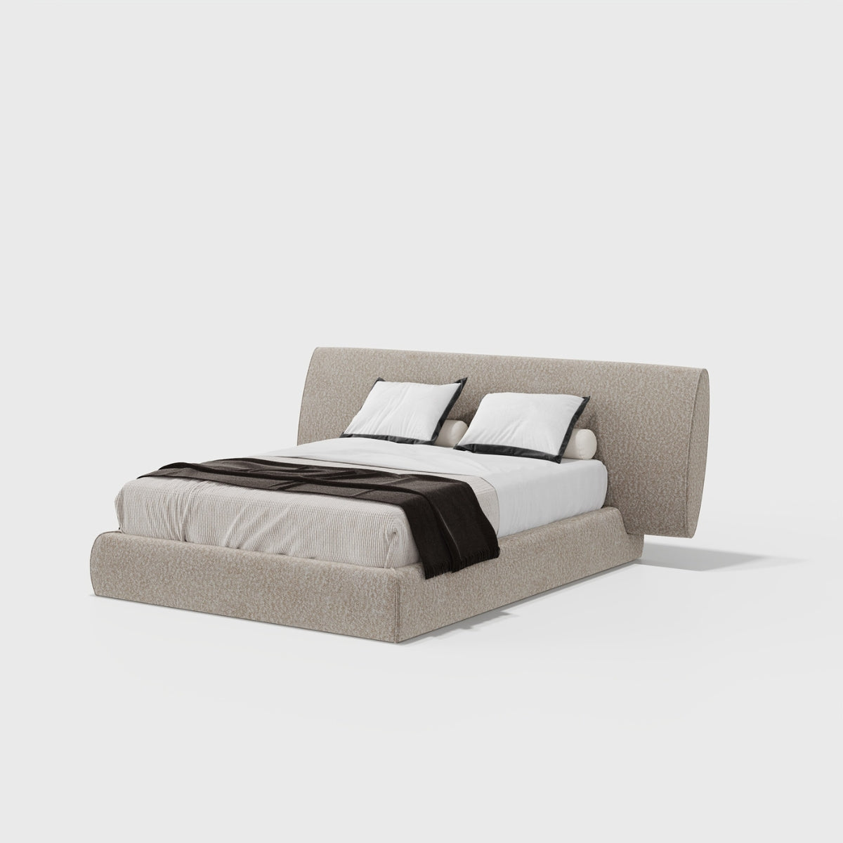 Cama Blanc Média em tecido Boucle Cream, vista frontal | Evanyrouse