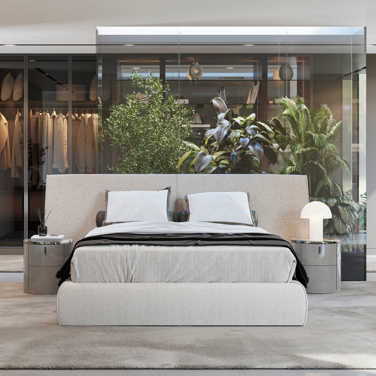 Cama Blanc Média num quarto contemporâneo | Evanyrouse