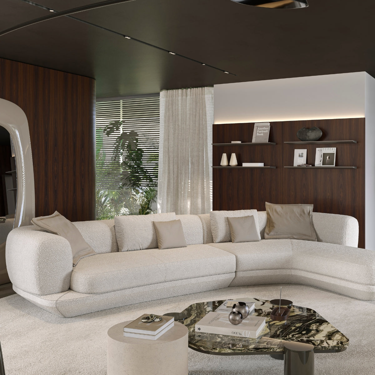 Sofá Balmat com chaise longue numa sala de estar | Evanyrouse