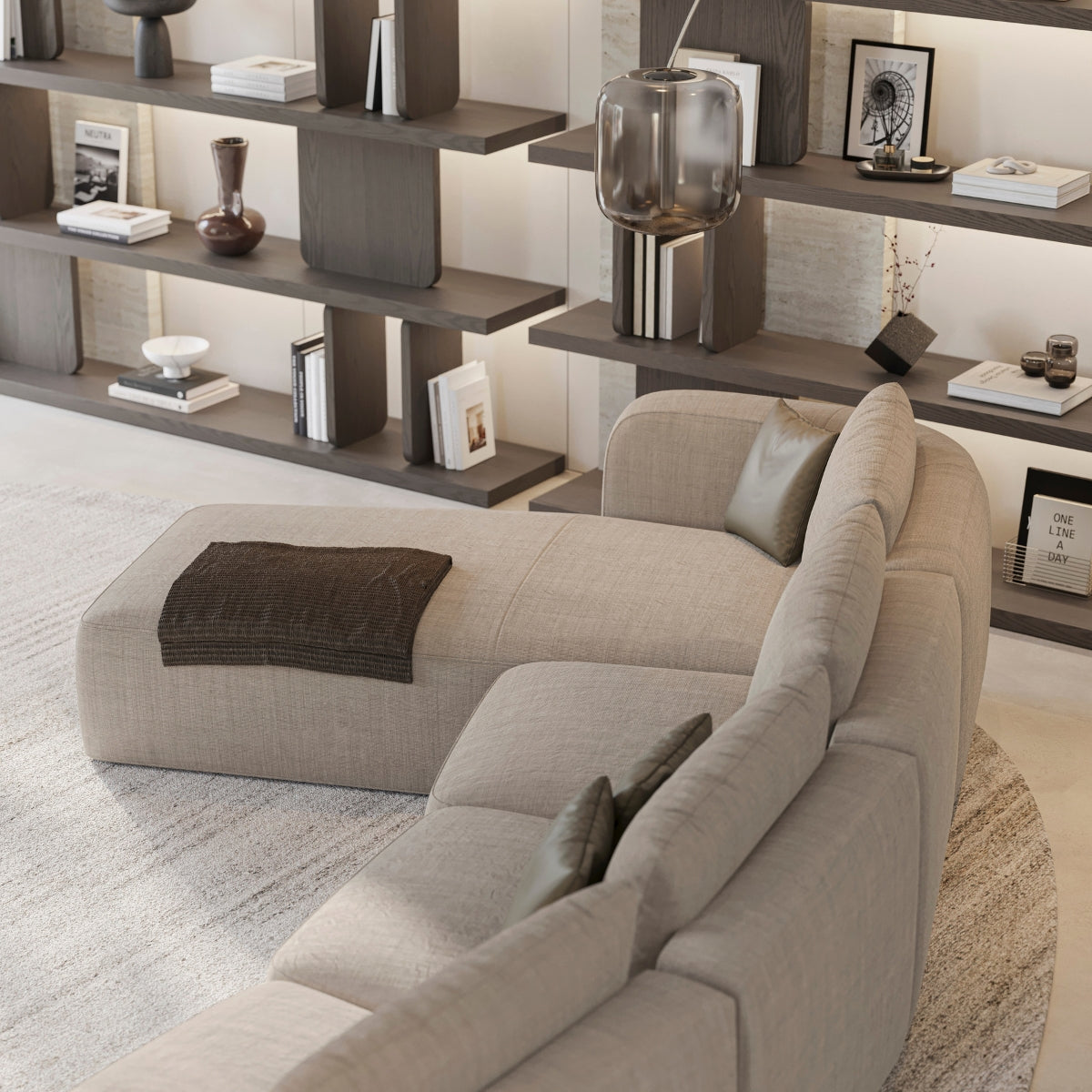 Configuração modular do Sofá Blanc com chaise longue | Evanyrouse
