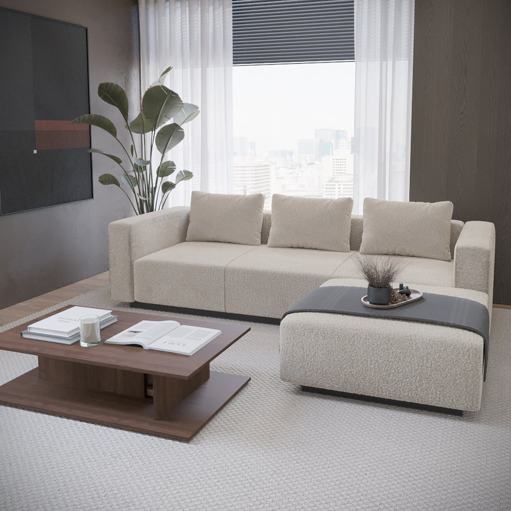 Sofa Laggi 3 Lugares Com Chaise Longue Direita