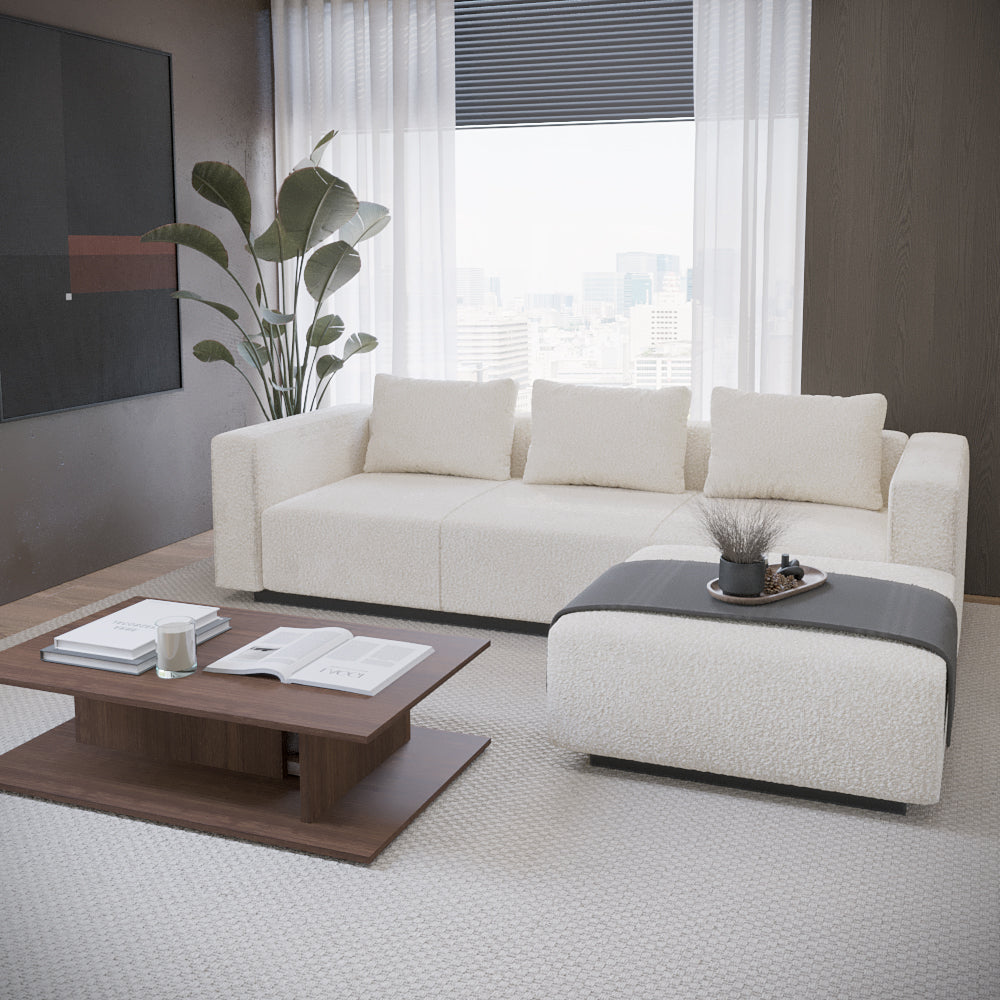Sofa Laggi 3 Lugares Com Chaise Longue Direita
