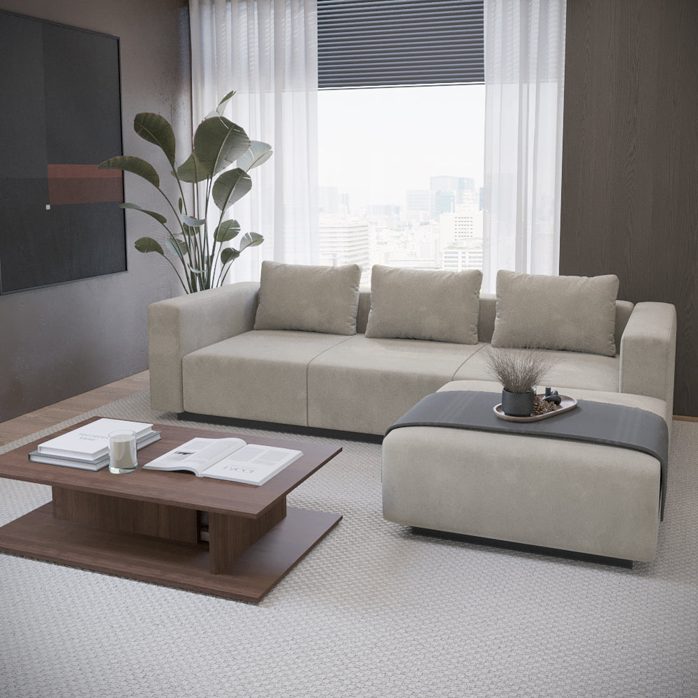 Sofa Laggi 3 Lugares Com Chaise Longue Direita