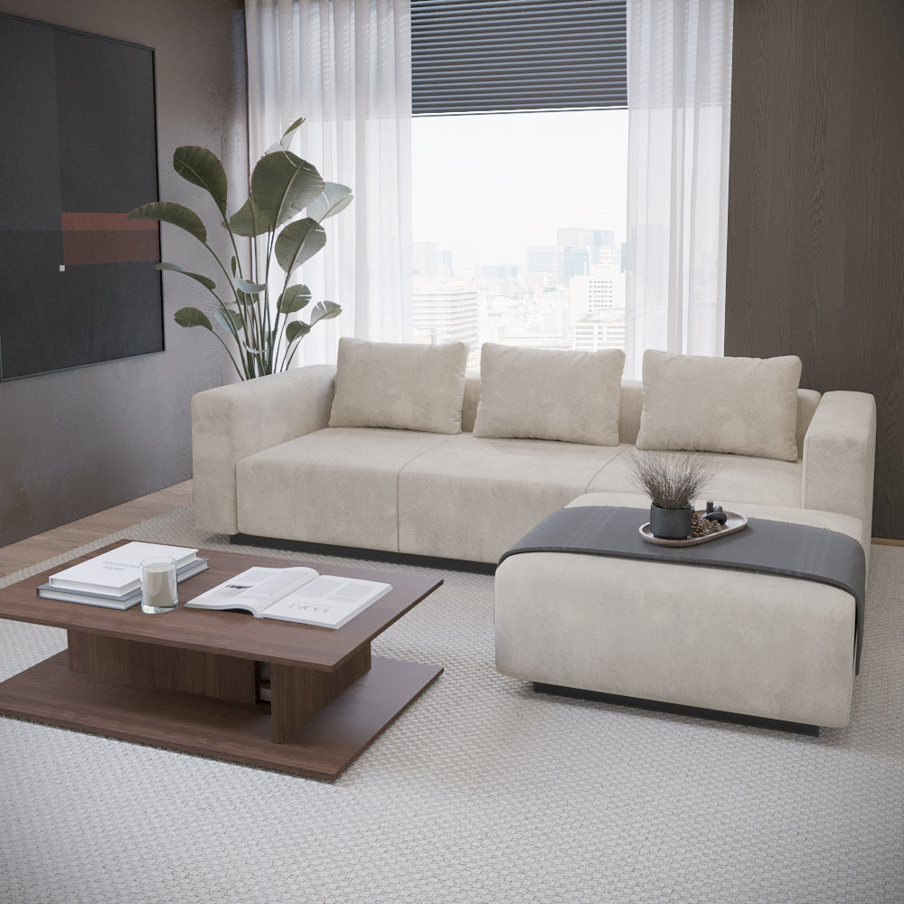 Sofa Laggi 3 Lugares Com Chaise Longue Direita