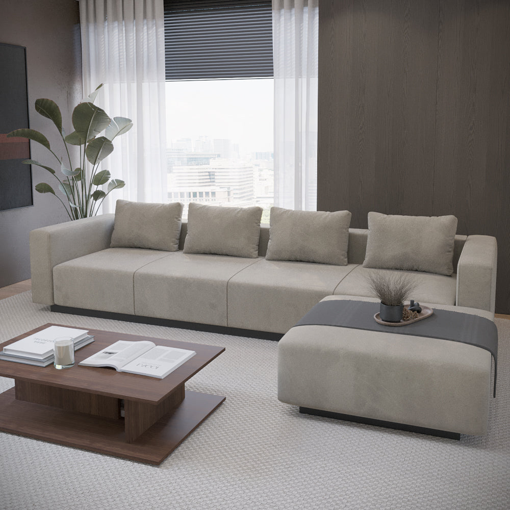 Sofa Laggi 4 Lugares Com Chaise Longue Direita
