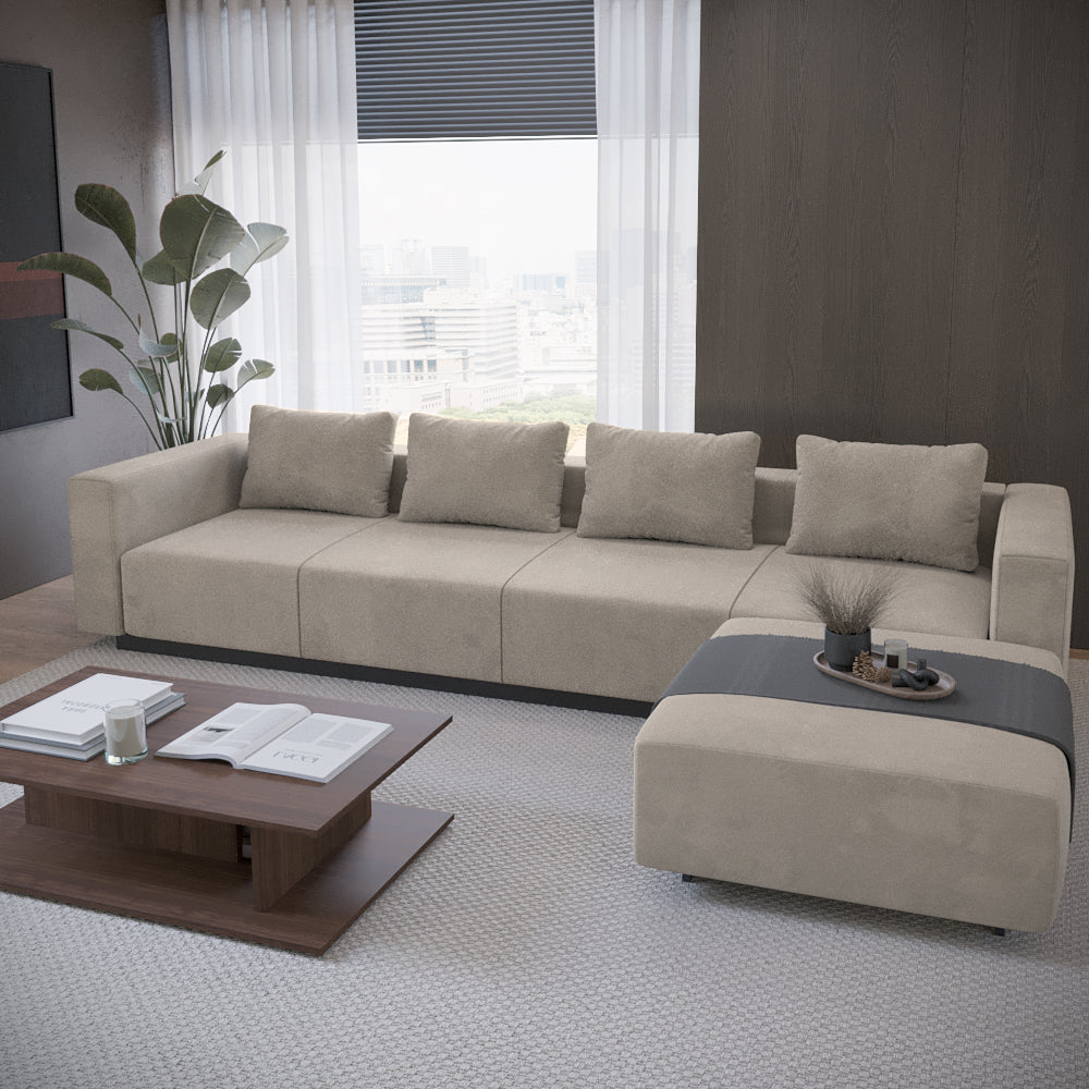 Sofa Laggi 4 Lugares Com Chaise Longue Direita