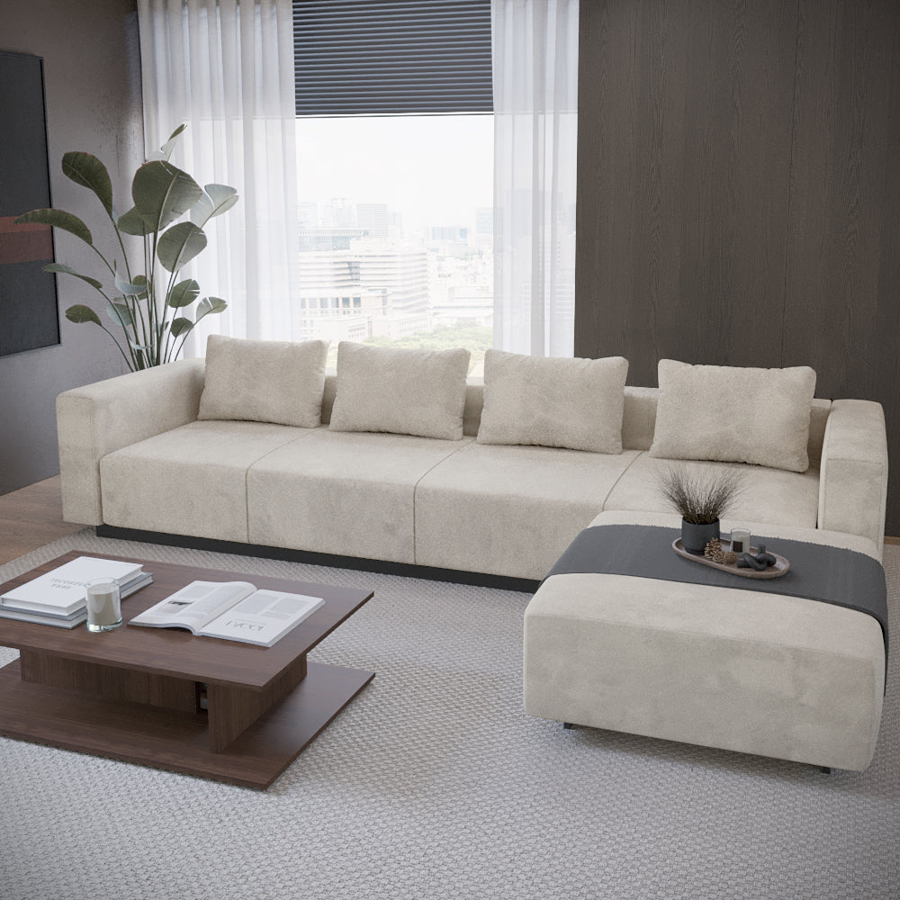 Sofa Laggi 4 Lugares Com Chaise Longue Direita
