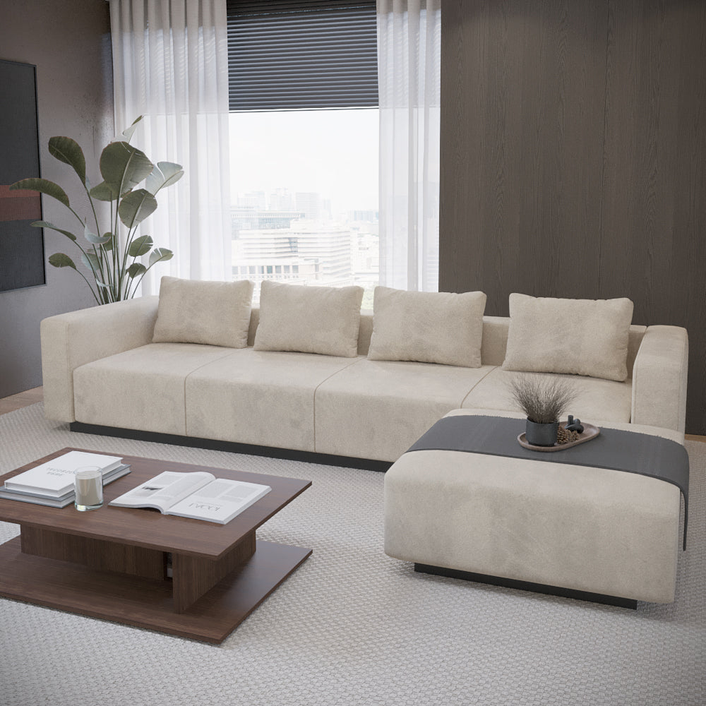 Sofa Laggi 4 Lugares Com Chaise Longue Direita